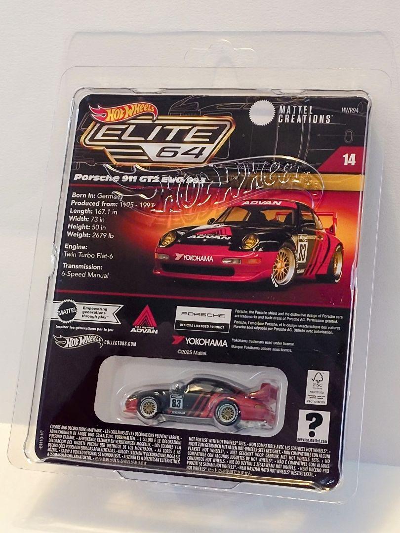 新品未開封 ホットウィール エリート64 ポルシェ911 GT2 EVO 993
