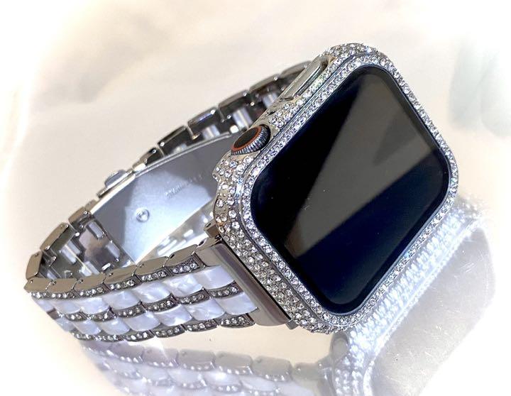 安価 ワタナベ Apple Watchガラス保護 キラキラ ダイヤカバー ケース入り&高級 時計