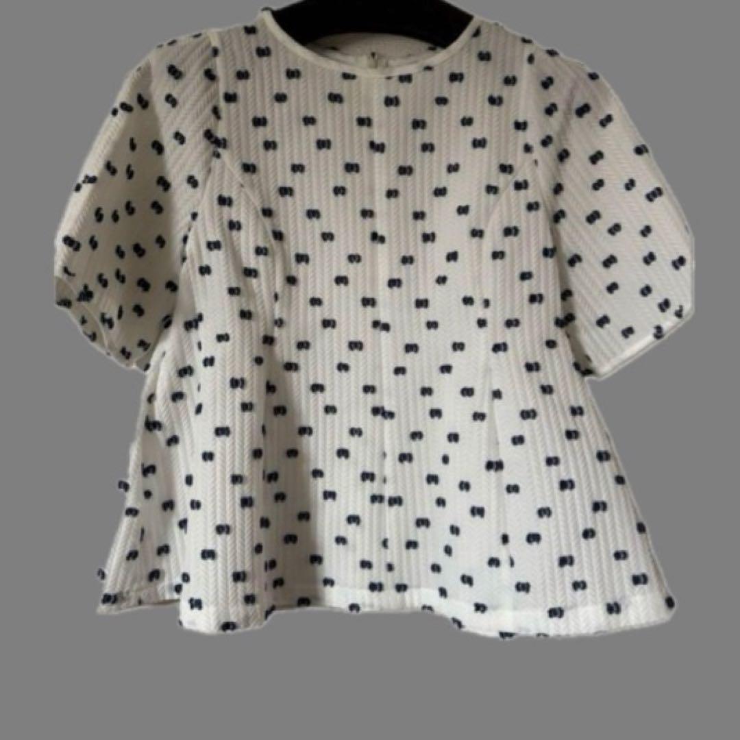新品 heyon ヘヨン tsubutsubu ブラウスwhite × navy（新品