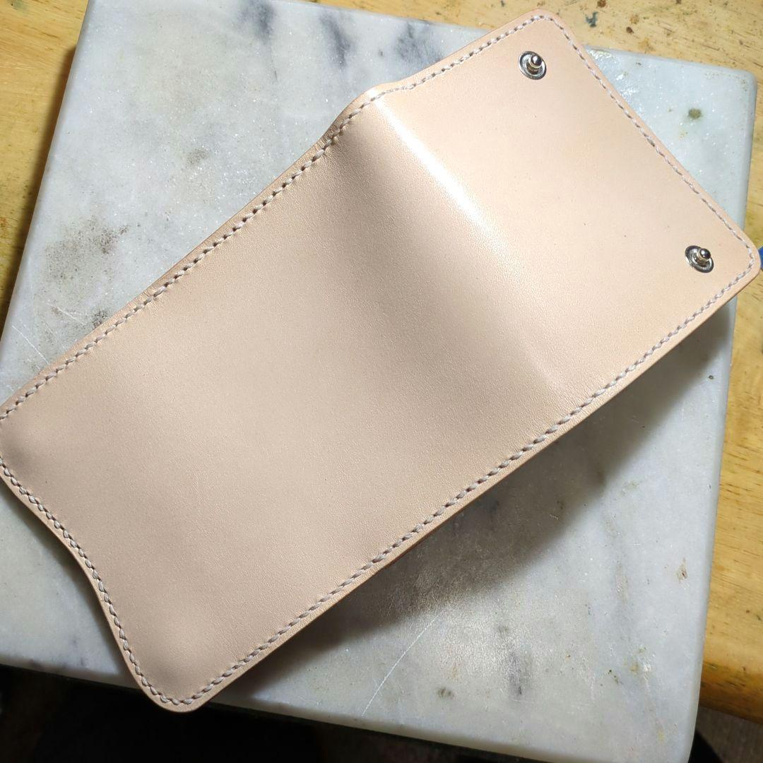 姫路ヌメ革 2つ折り財布 ハンドメイド ショートウォレット ハーフウォレット