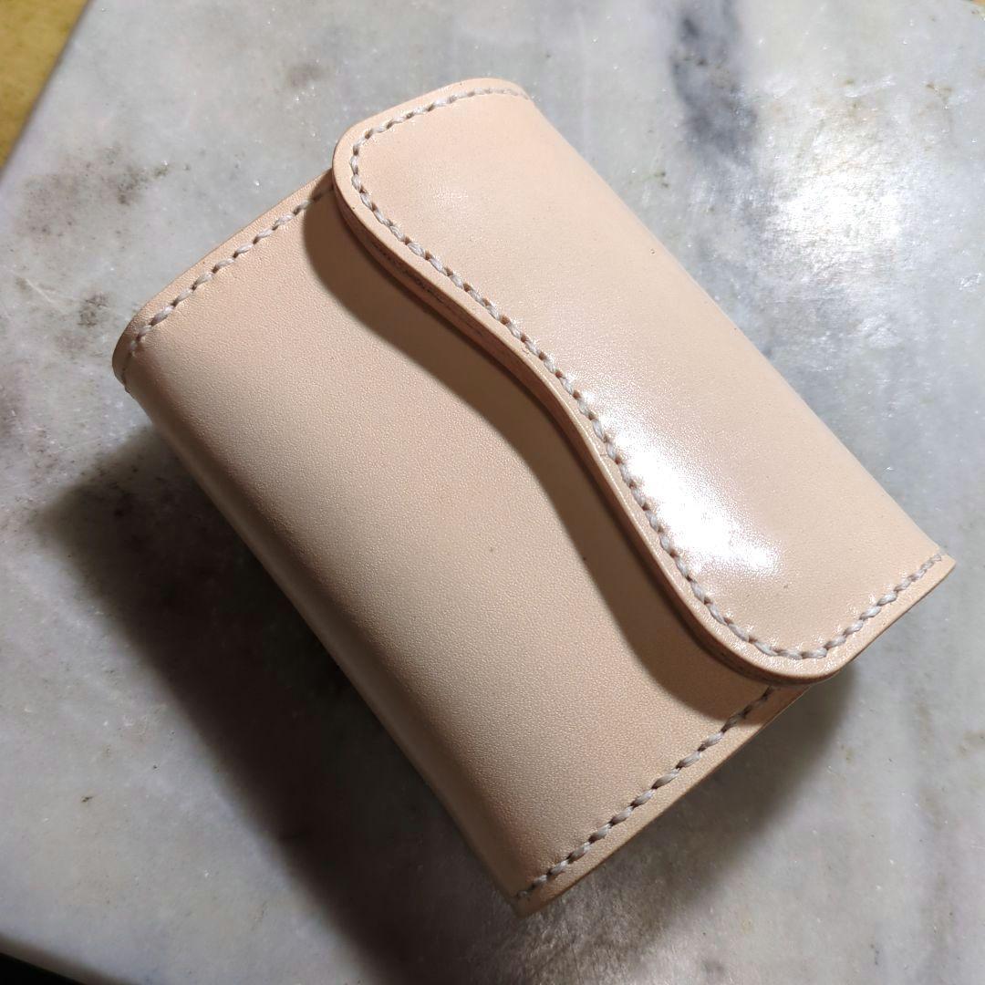 姫路ヌメ革 2つ折り財布 ハンドメイド ショートウォレット ハーフウォレット