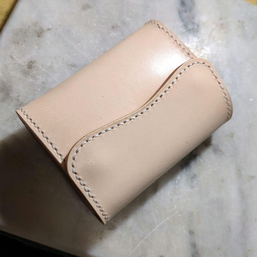 姫路ヌメ革 2つ折り財布 ハンドメイド ショートウォレット ハーフウォレット