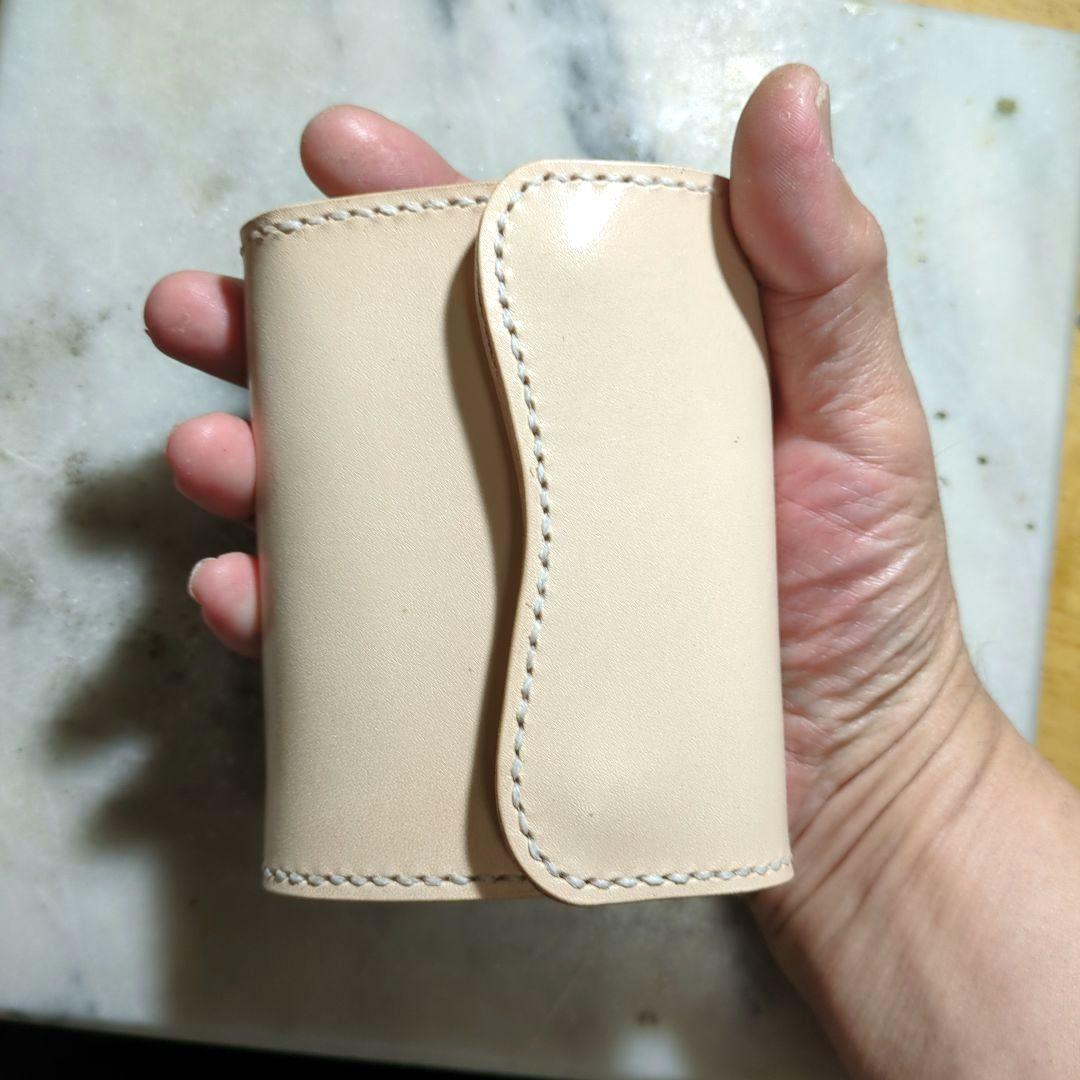 姫路ヌメ革 2つ折り財布 ハンドメイド ショートウォレット ハーフウォレット