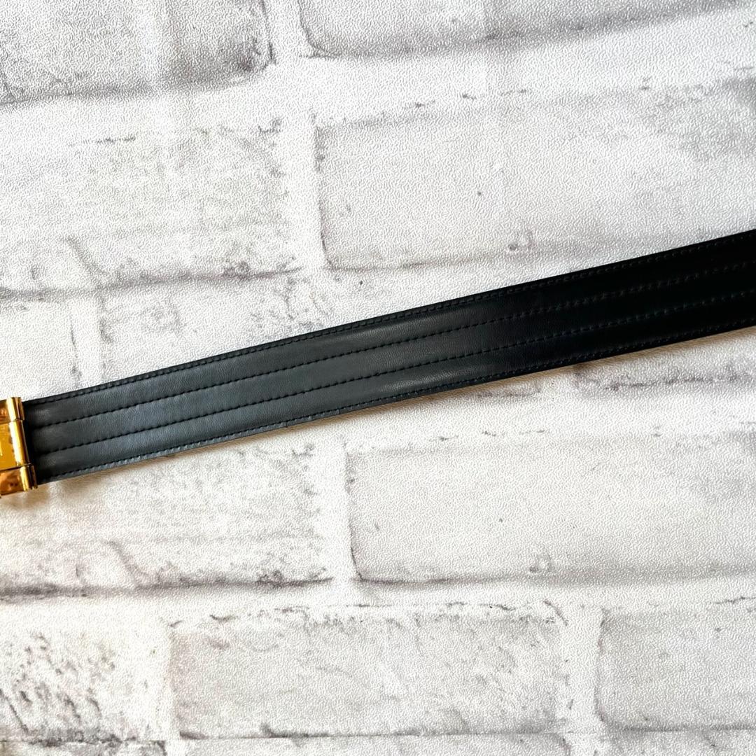 Dunhill ダンヒル ベルト ゴールド金具 ロゴ ブラック 本革 箱袋付き