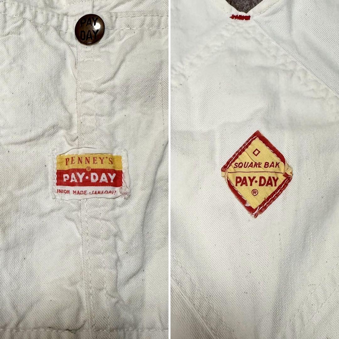 PAYDAY オーバーオール 生成り エプロン ダブルニー 50s 60s PAYDAY オーバーオール 生成り エプロン ダブルニー 50s 60s