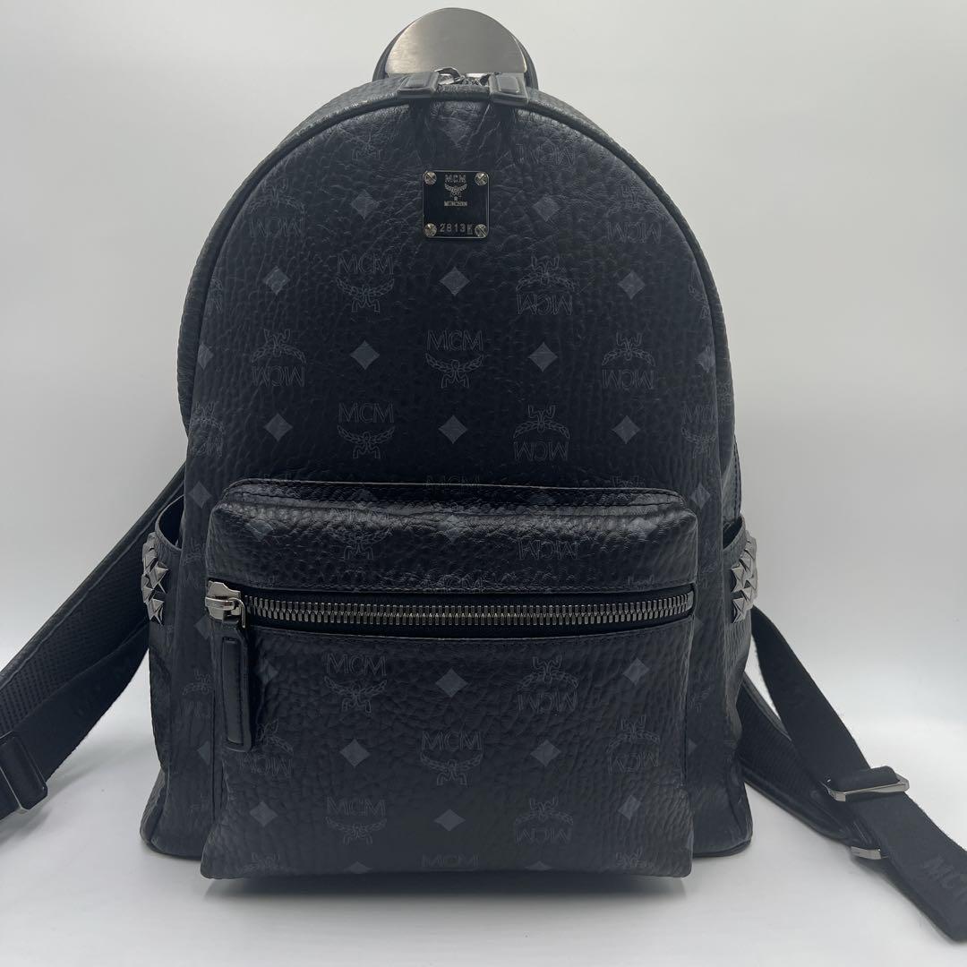 ねこ@プロフ　MCM スタッズ リュック 黒 ヴィセトス バックパック