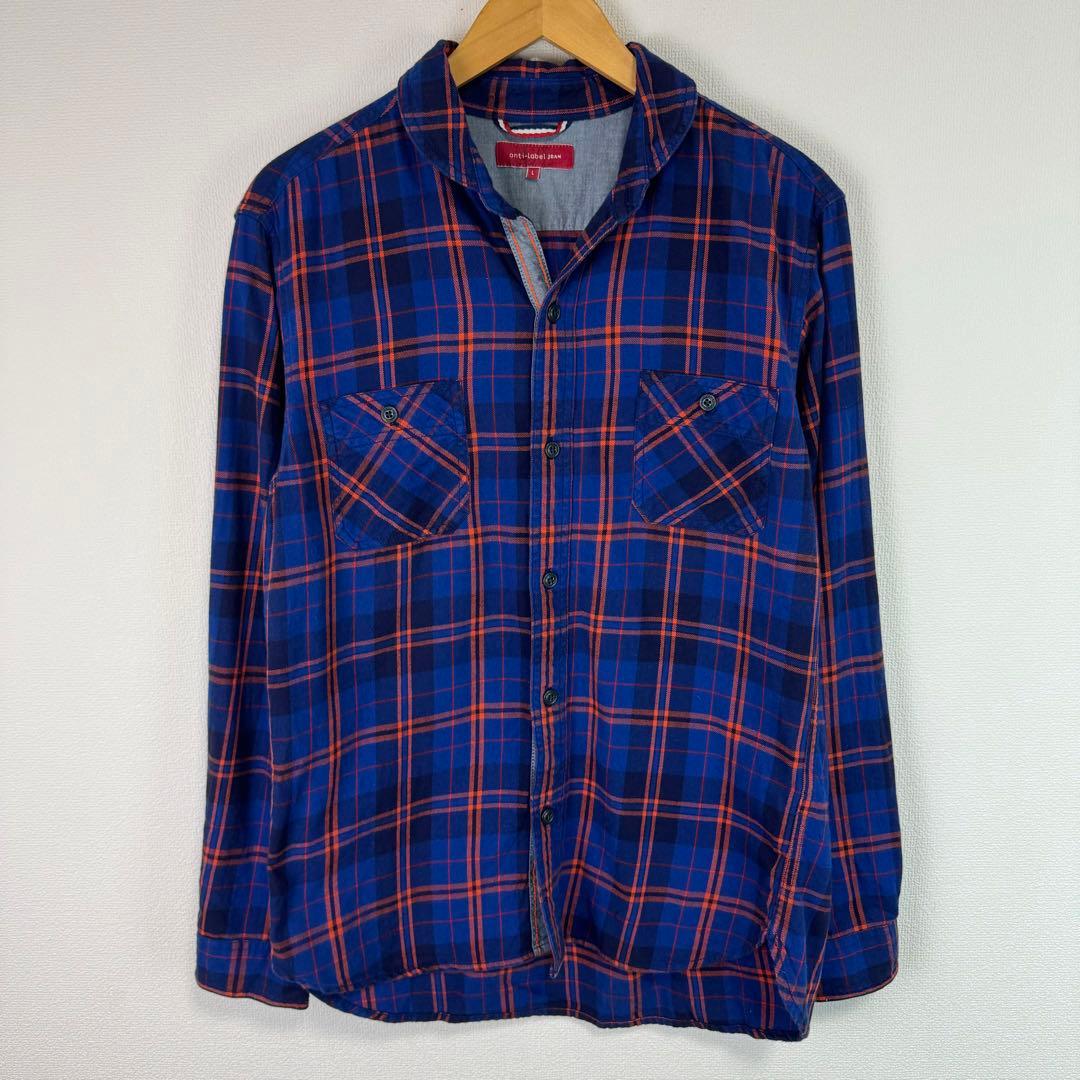 チェック柄　ネルシャツ　長袖シャツ　長袖　古着　ストリート　アメカジ　総柄