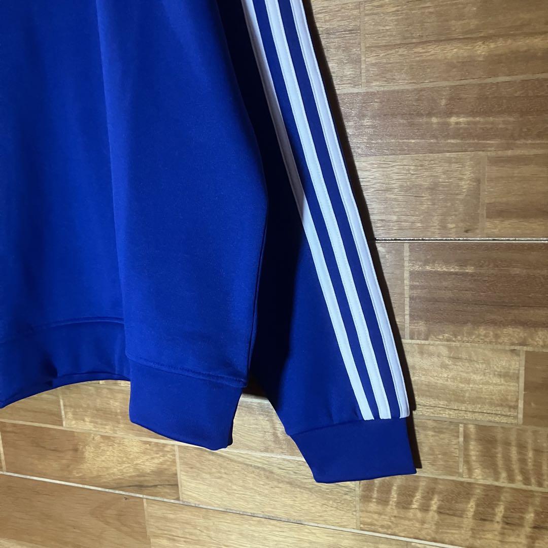 【希少】adidas ジャージ　ハーフジップ　スウェット　刺繍　ブルー　2XL