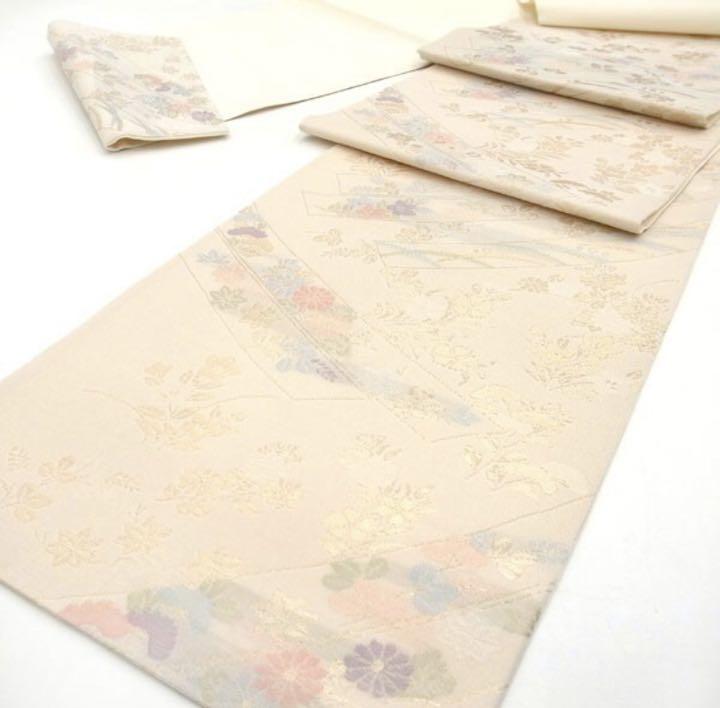 福袋 セール 紗 西陣 夏物 美品】袋帯 金糸 仕立て フォーマル 楓 萩 桔梗 菊 着物・浴衣
