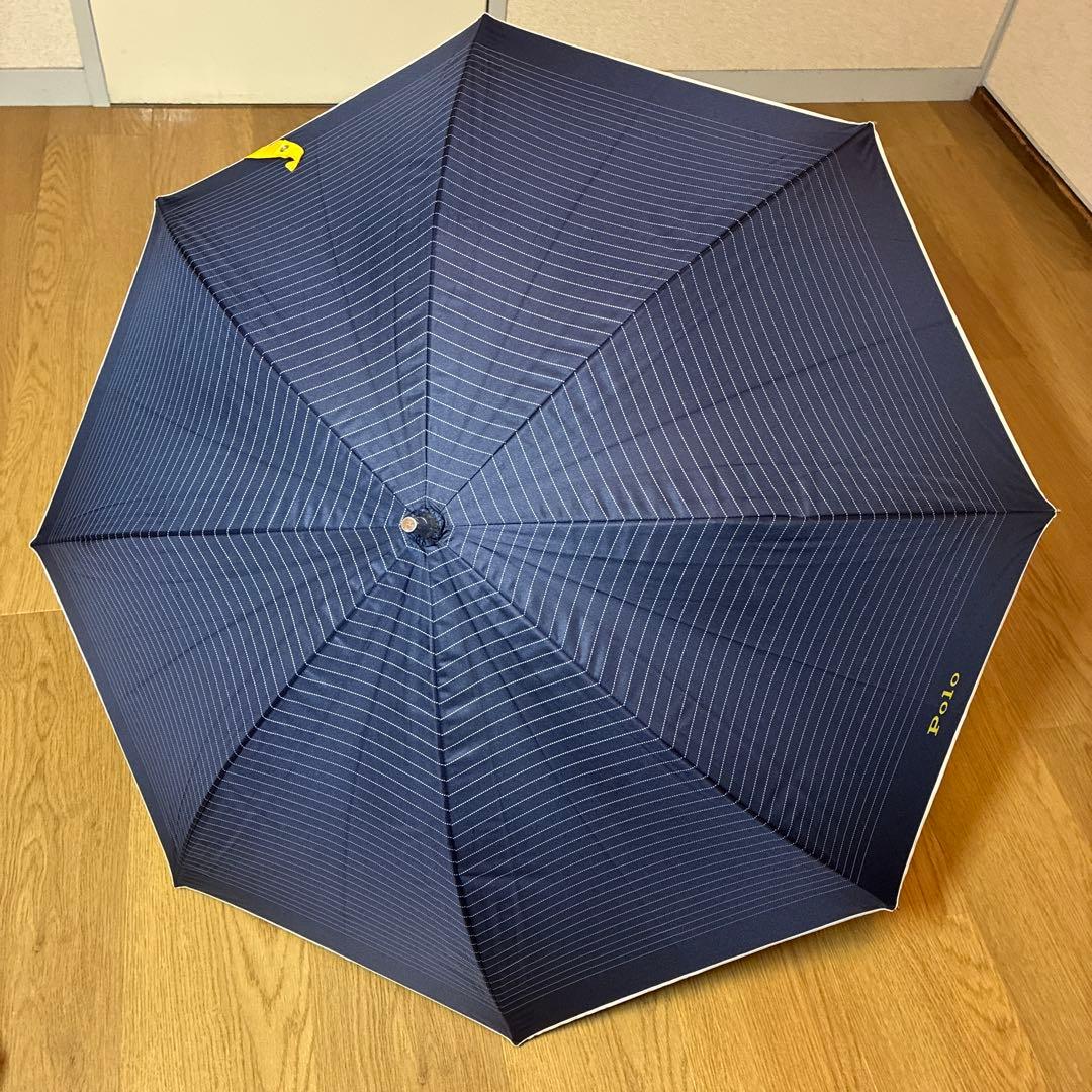 【未使用品】ポロラルフローレン ボーダー 晴雨兼用 ショート傘 日傘 ネイビー小物
