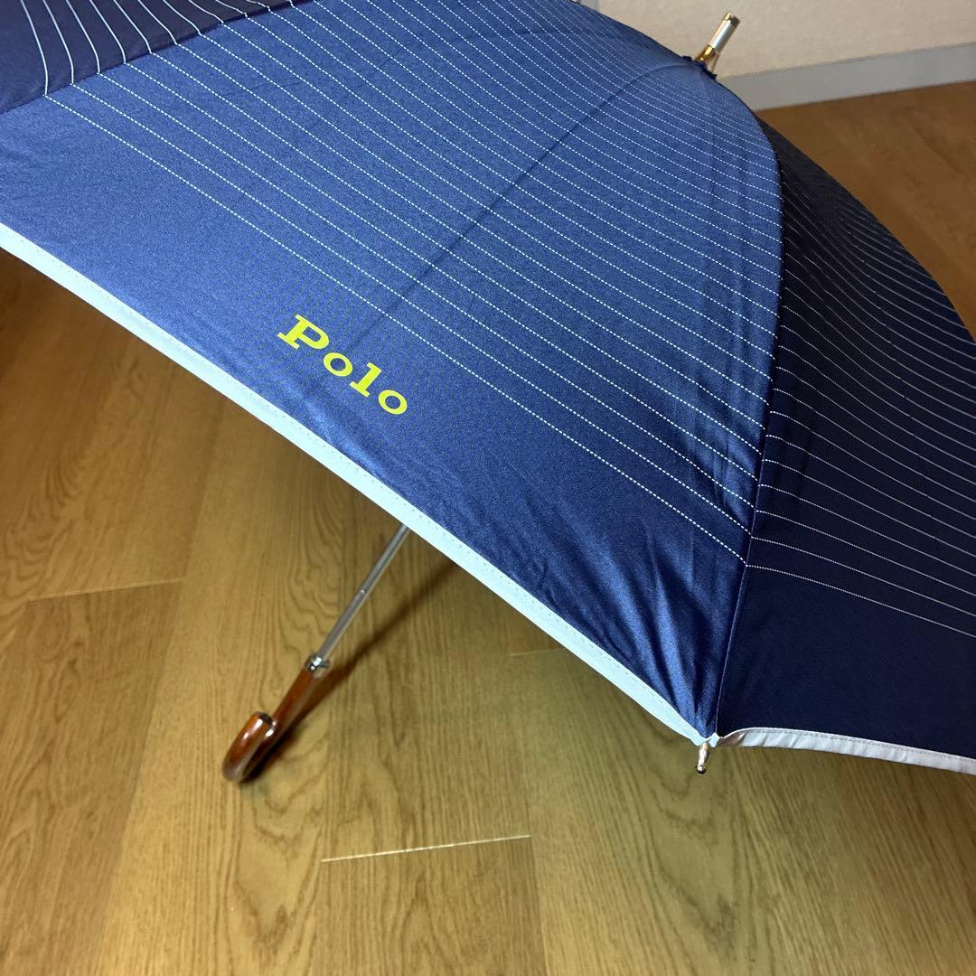 【未使用品】ポロラルフローレン ボーダー 晴雨兼用 ショート傘 日傘 ネイビー