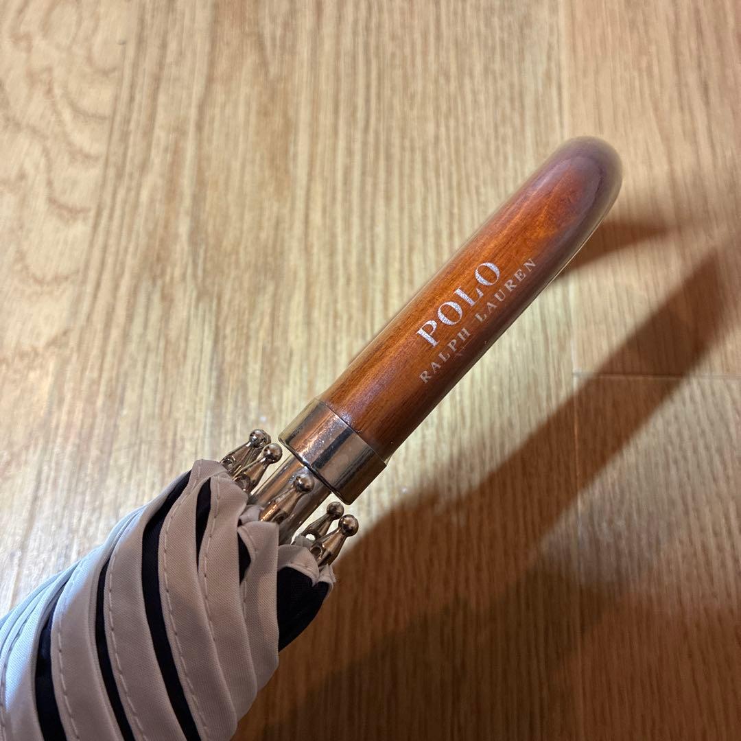 【未使用品】ポロラルフローレン ボーダー 晴雨兼用 ショート傘 日傘 ネイビー