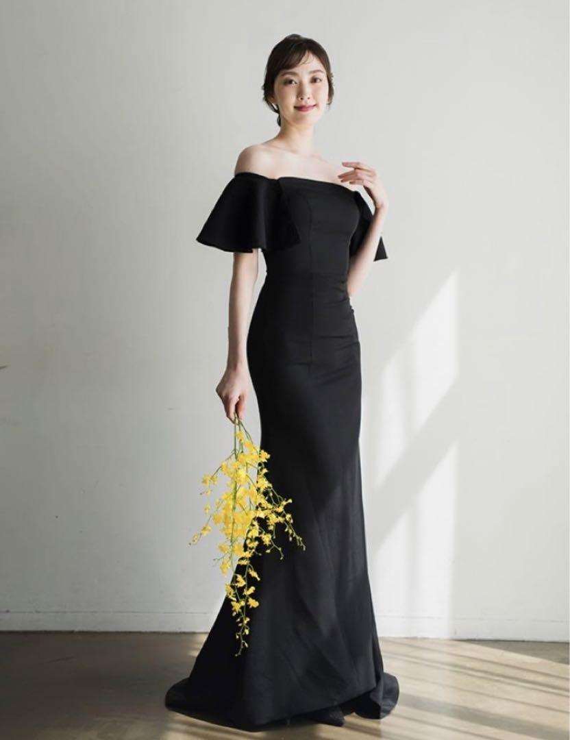 ブラックドレス オフショルダー 結婚式前撮り 二次会 ビタースウィート