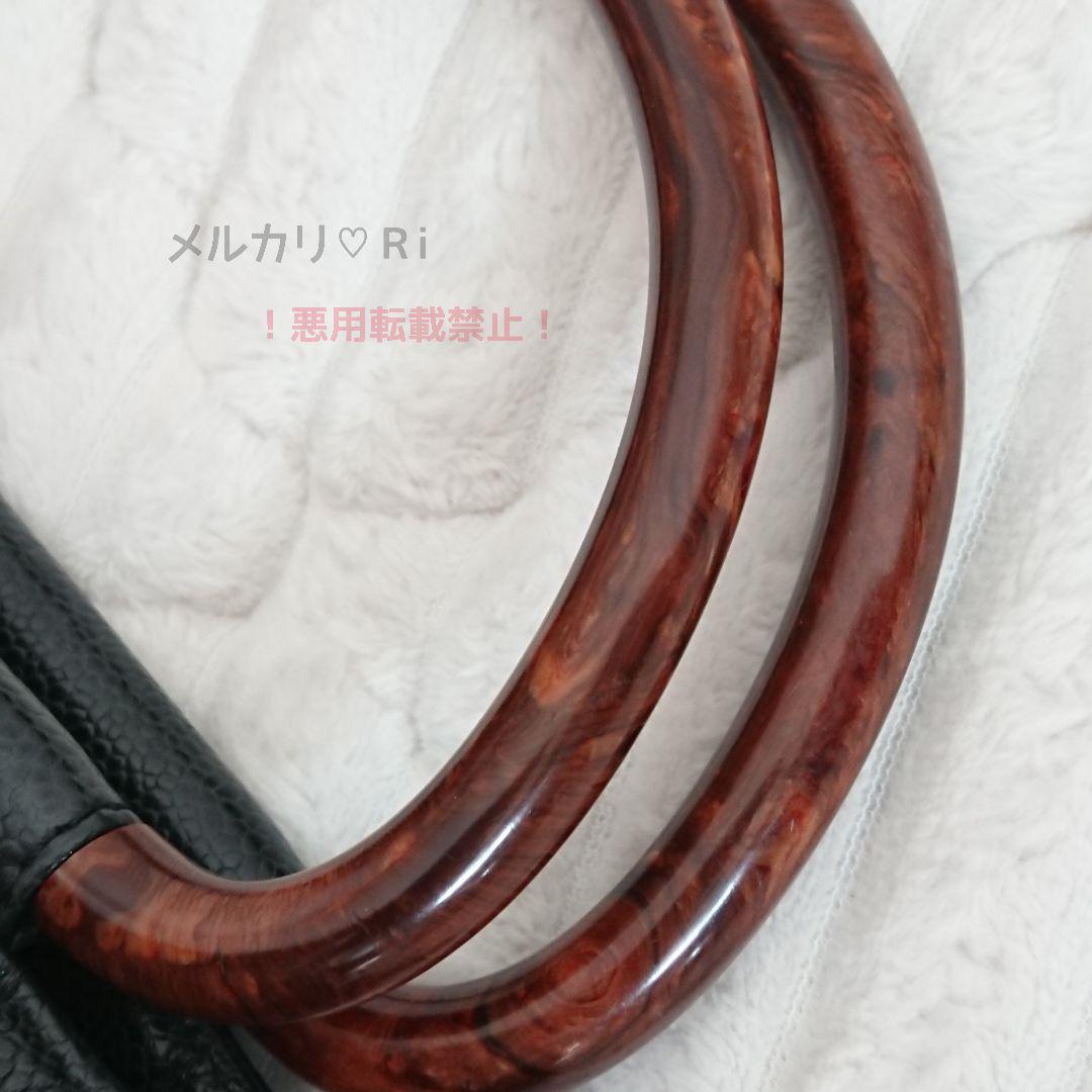 シャネル ウッド調ハンドル ハンドバッグ ココマーク キャビアスキン