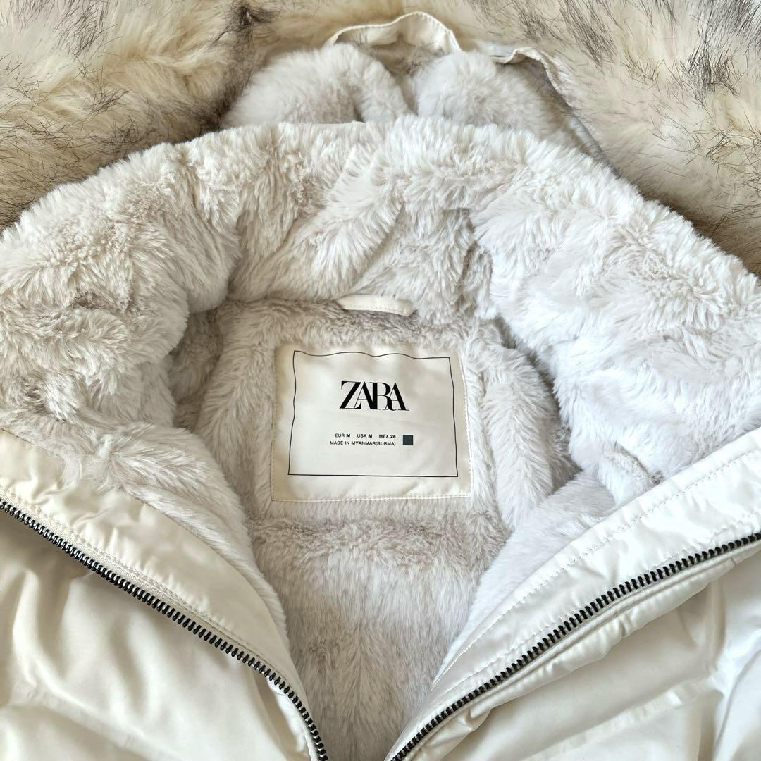 【新品未使用】✨ ZARA 3way ダウンジャケット 裏ボア　白　ファー取外可 新品未使用】✨ ZARA 3way ダウンジャケット 裏ボア 白 ファー取外可
