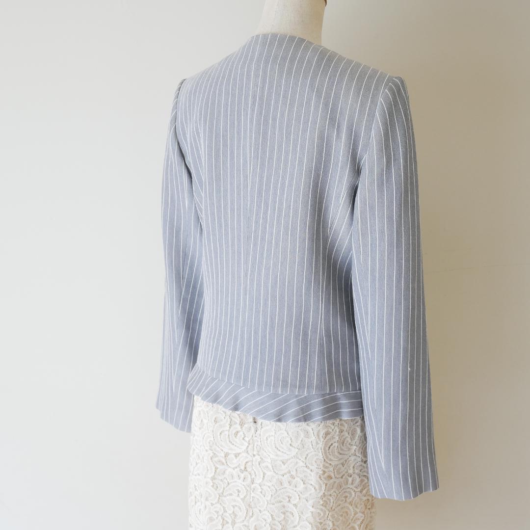 パンツと 春物 38 HANAE MORI フリル襟ジャケットライトグレー ハナエモリ rWux1-m73051854792 スカート