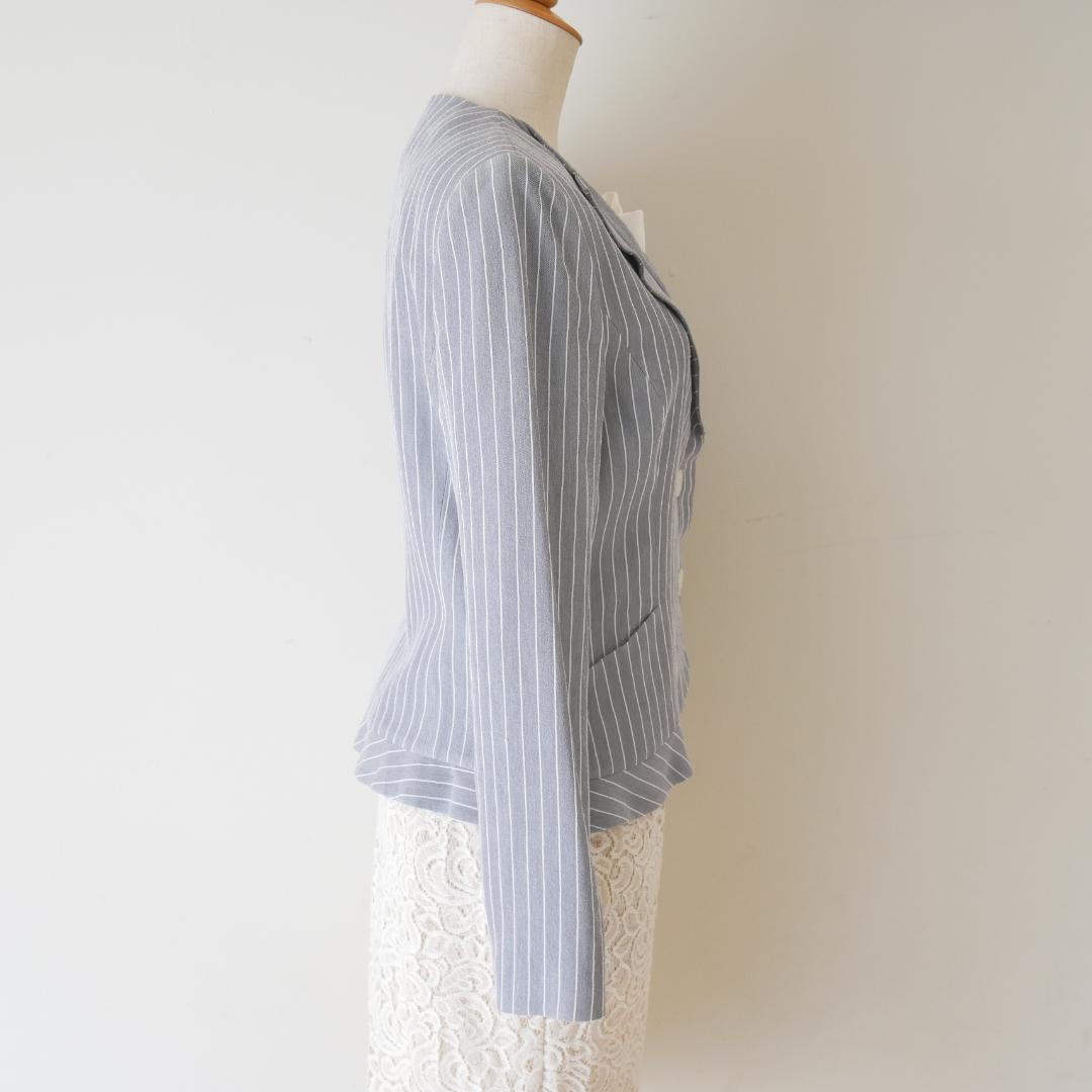 パンツと 春物 38 HANAE MORI フリル襟ジャケットライトグレー ハナエモリ rWux1-m73051854792 スカート