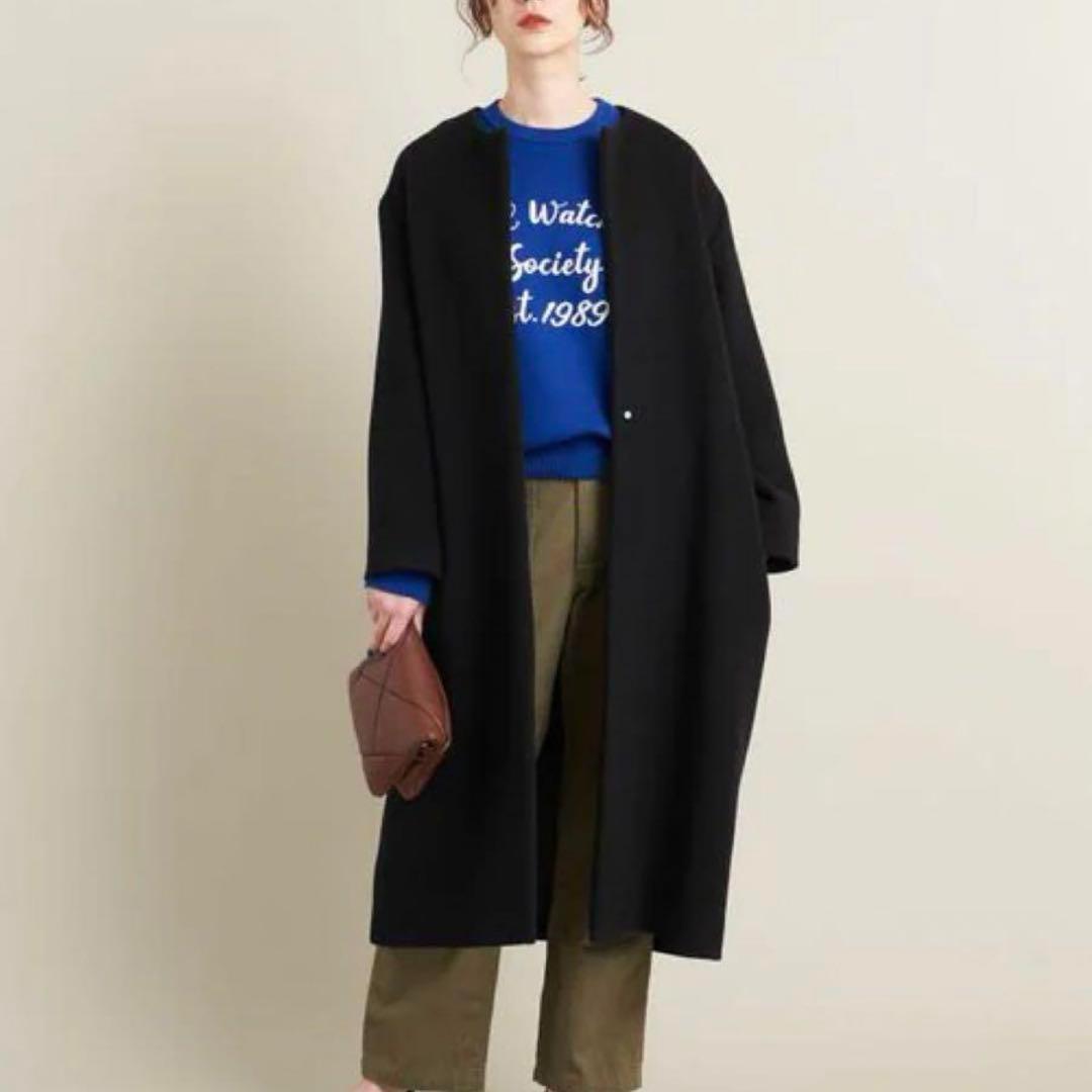 H01264）BEAUTY&YOUTH MANTECO ノーカラーベルト コート