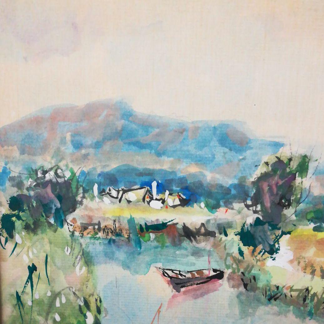 篠原薫 額装 色紙 水彩画 河岸 - メルカリ