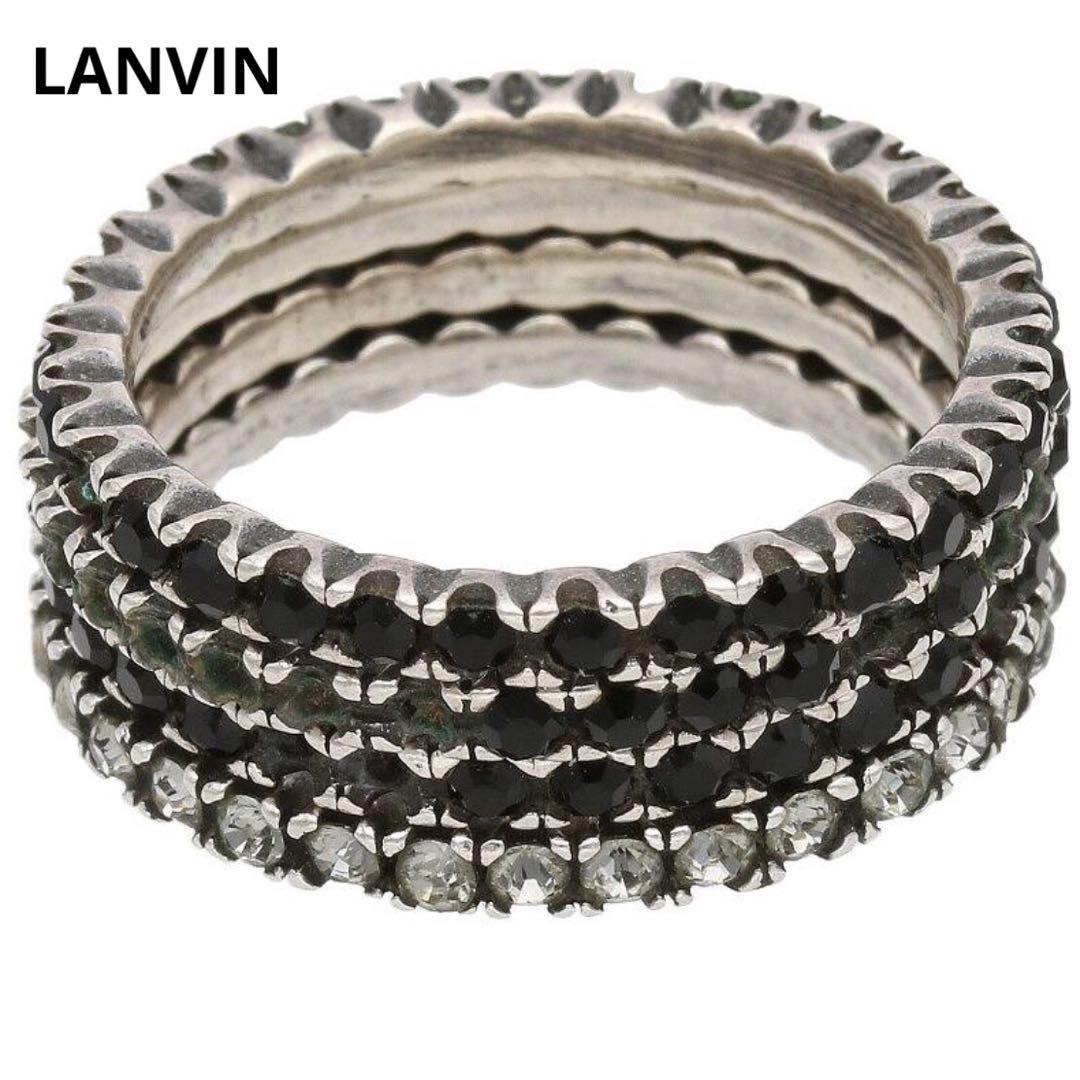 最も優遇の 希少 LANVIN ランバン 4連 シルバー ストーン リング 19号