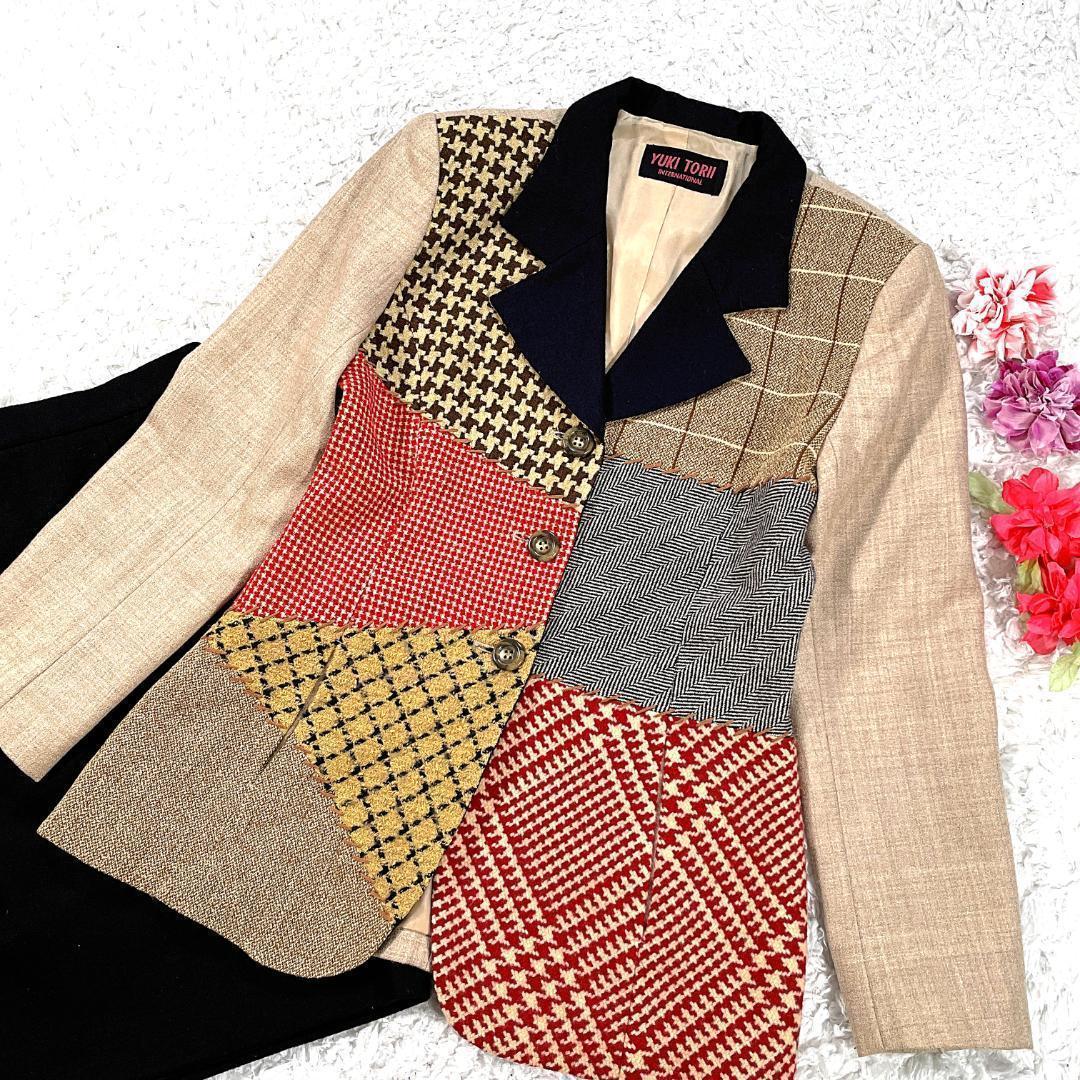 ✨美品✨ YUKI TORII スカートスーツ パッチワークジャケット 上下 9 ✨美品✨ YUKI TORII スカートスーツ パッチワークジャケット 上下 9