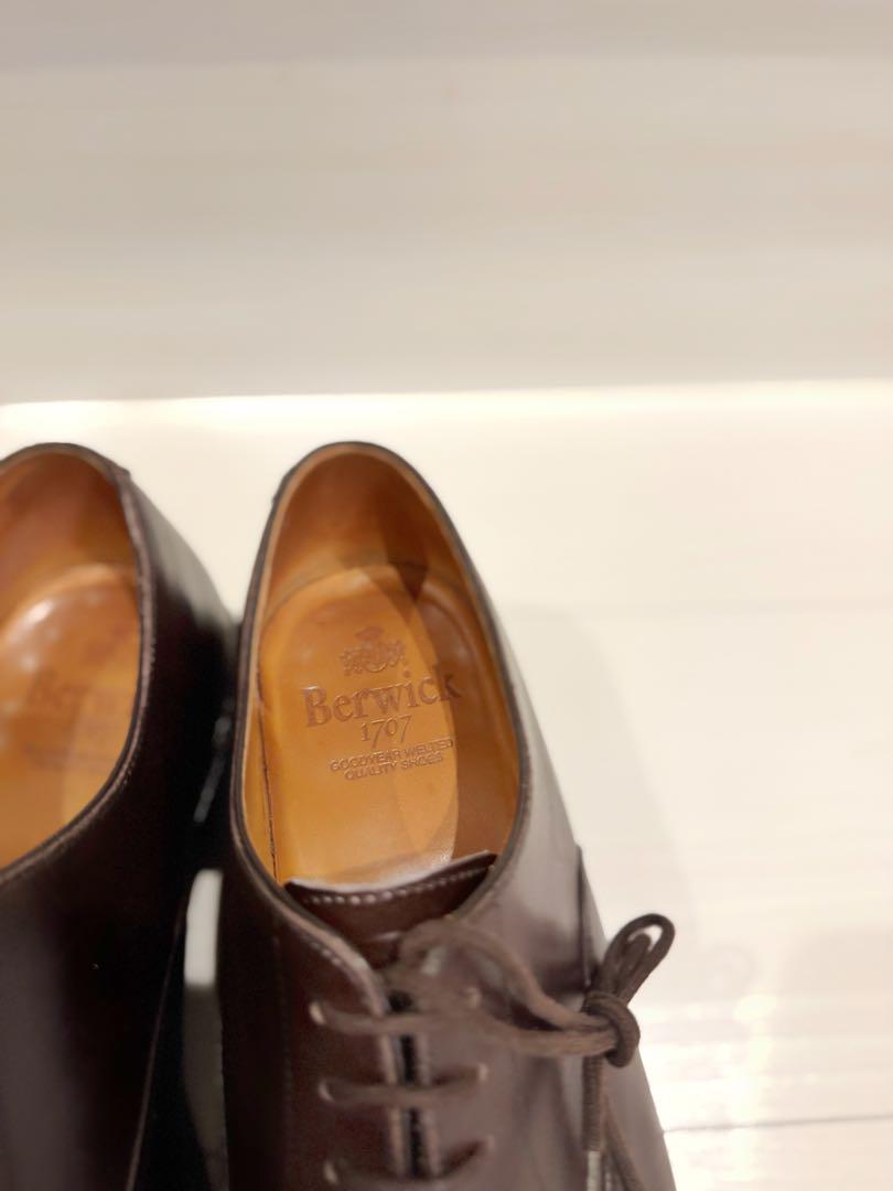 【極美品】Berwick No.4983／内羽根ストレートチップブラウン25.5