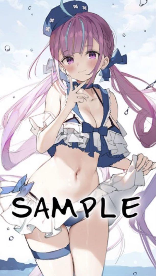 ホロライブ 湊あくあ 等身大タペストリー 水着 白スク がおう まかろん大帝 by メルカリ