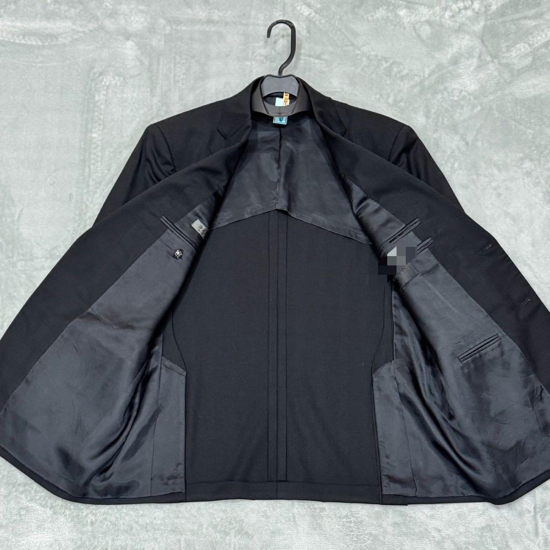 美品 ダーバン 黒　チェック柄 メンズ ビジネス スーツ M L セットアップ