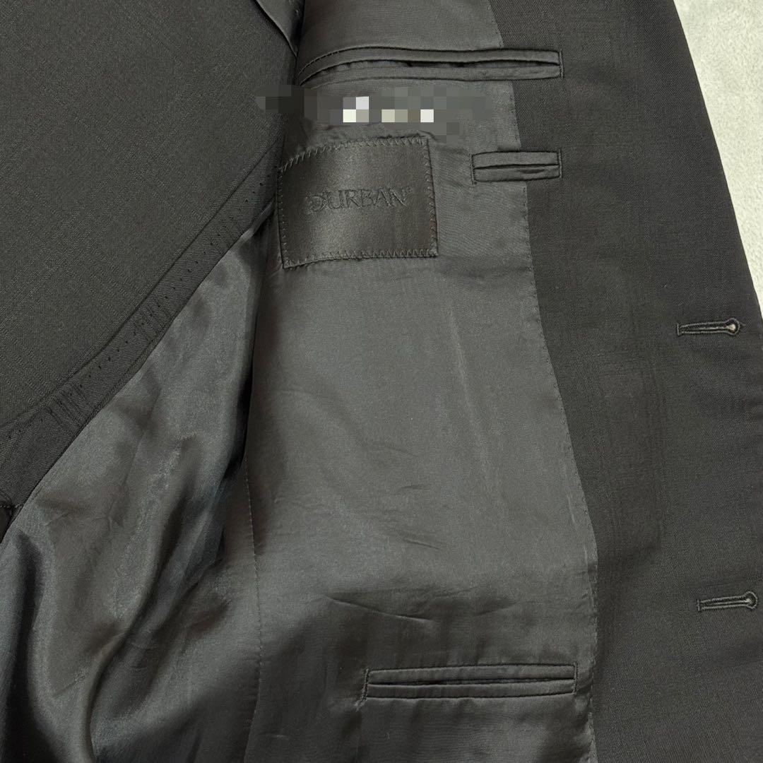 美品 ダーバン 黒　チェック柄 メンズ ビジネス スーツ M L セットアップ