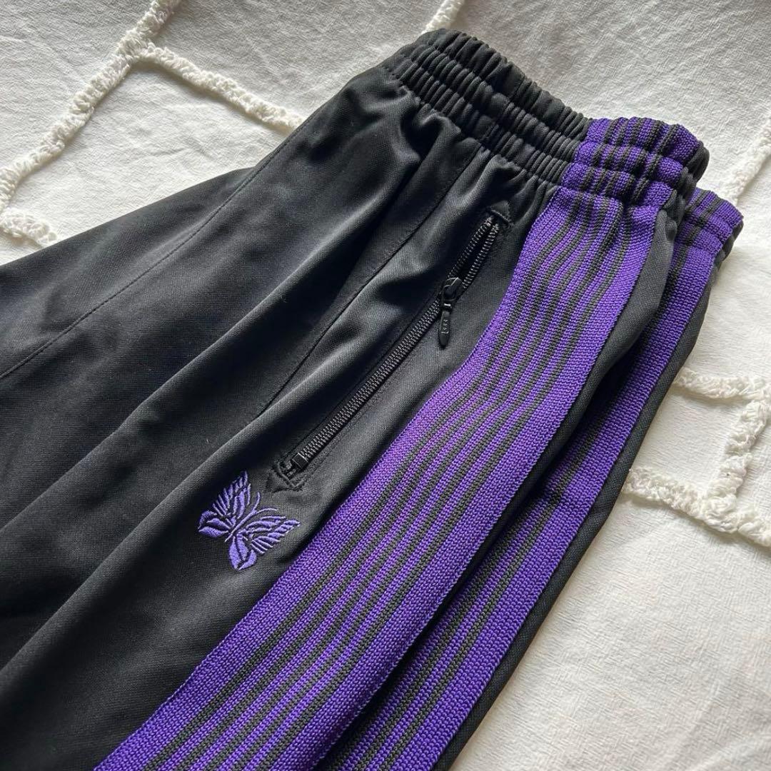 ニードルストラックパンツ　ヒザデル　needles 黒×紫　M