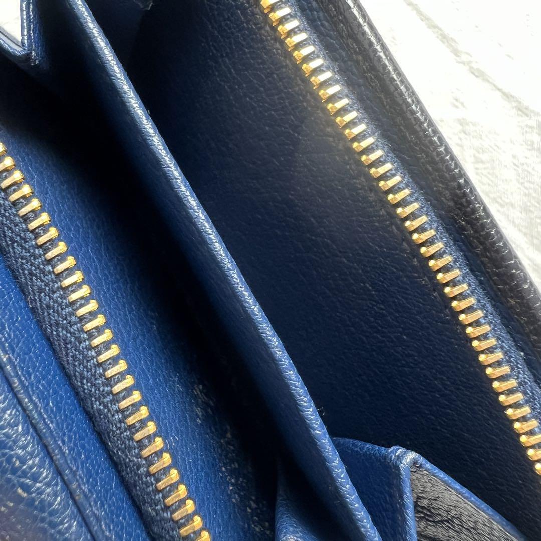 小物 MIU MIU bicolor lether wallet navy