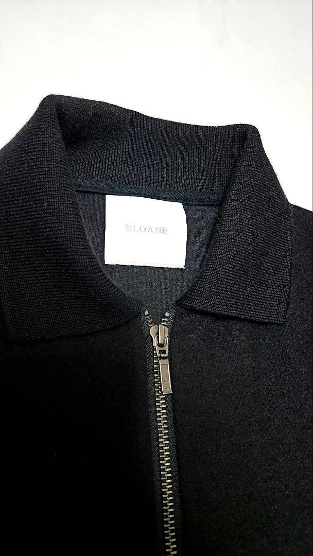 SLOANE(スローン) ブラック ジャージポロジップシャツ