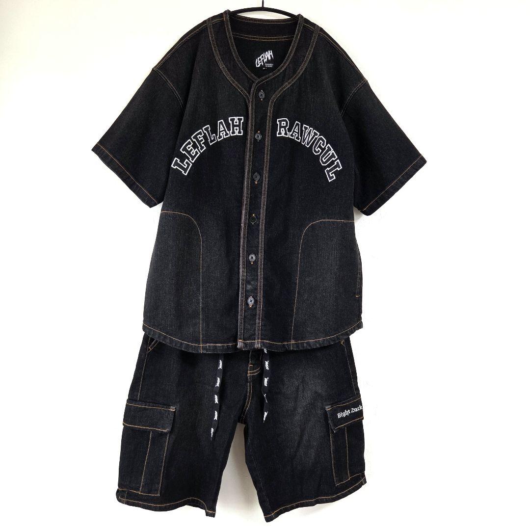 WANIMA x LEFLAH セットアップ レフラーWANIMA LEFLAH デニムセットアップ L XLブラック未使用