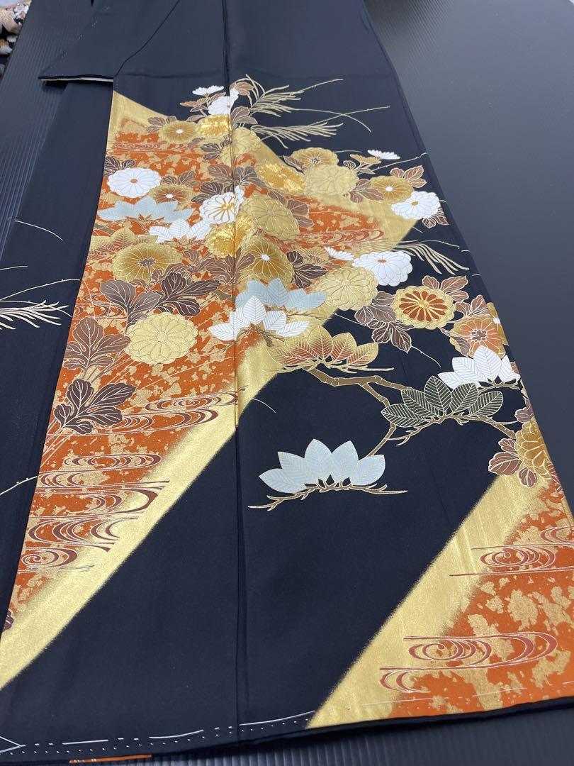 2)着物　袷　黒留袖　5点セット　全て着用可能品　正絹