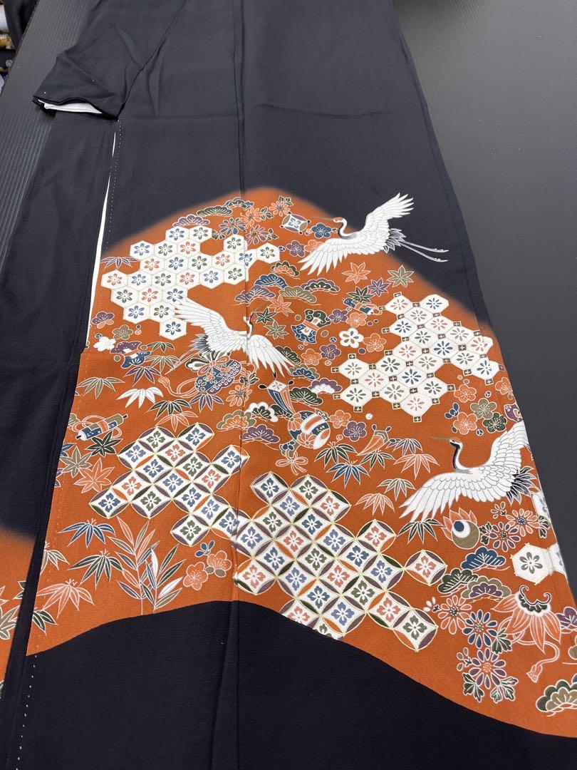 2)着物　袷　黒留袖　5点セット　全て着用可能品　正絹
