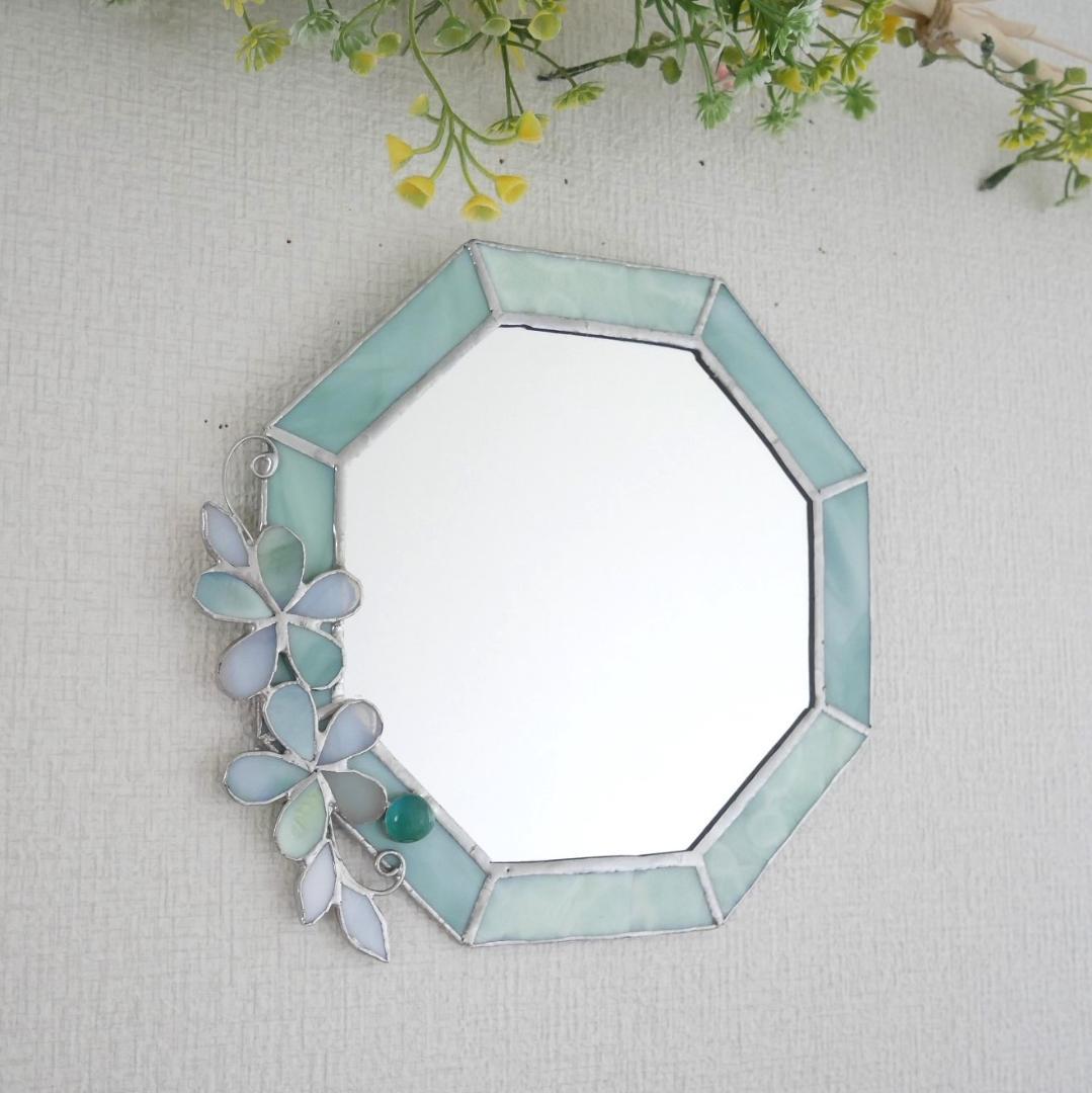 *✴︎:.。.: エメラルドグリーンの八角形の鏡♪（size22㎝/Max24）