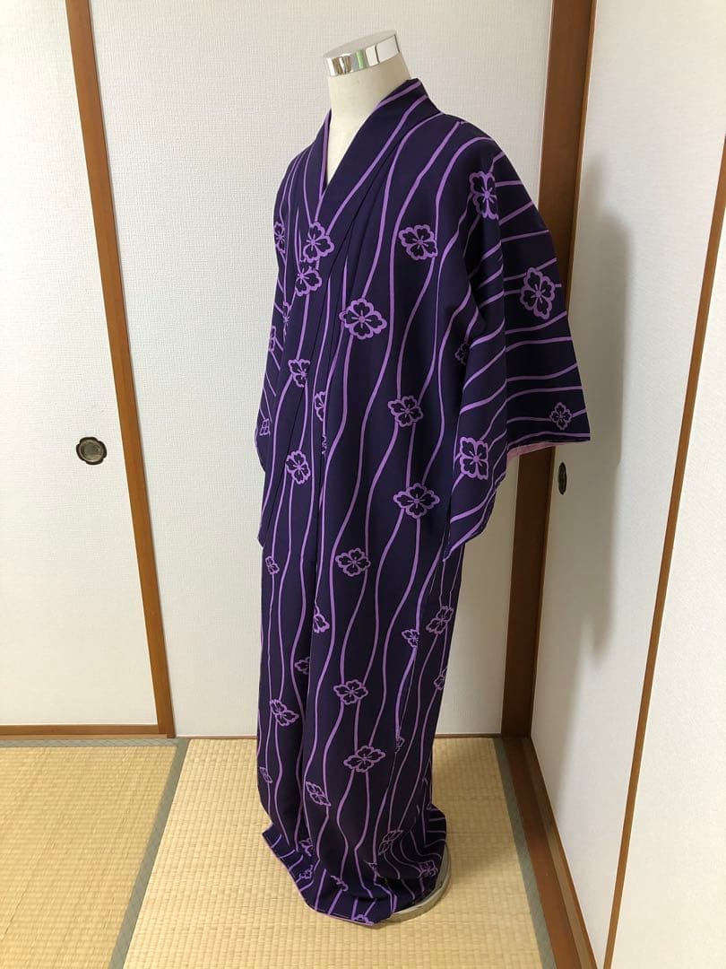 着物 きもの 絹 花菱 花立涌 袷 広衿 仕付け糸付き 舞踊 着物 きもの 絹 花菱 花立涌 袷 広衿 仕付け糸付き 舞踊