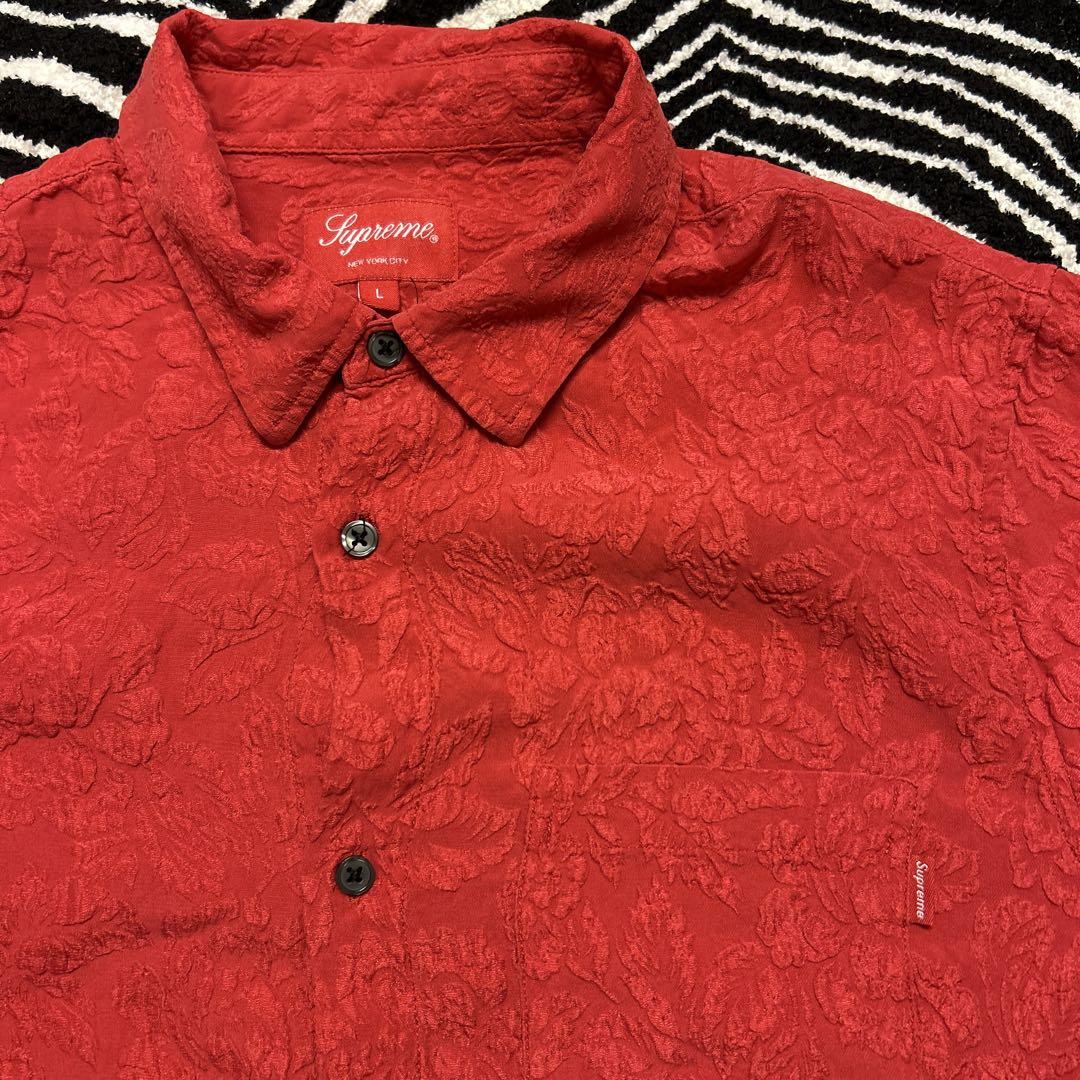 supreme シュプリーム 薔薇柄 ローズピンク silk シルクシャツ 古着