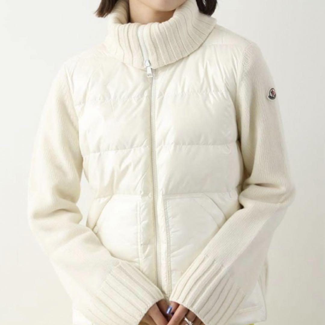 MONCLER モンクレール カーディガン(ニット＆ダウン)ホワイト L MONCLER モンクレール カーディガン(ニット＆ダウン)ホワイト L