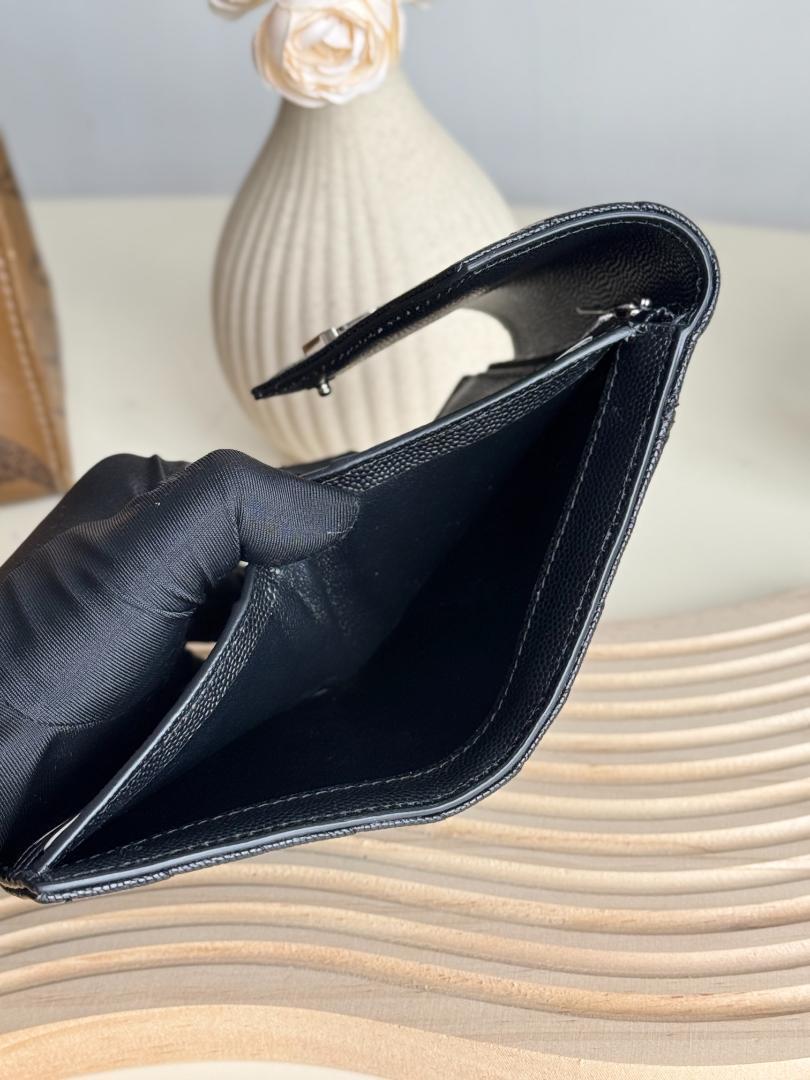 美品/箱付き】 YSL ☆ブラックレザー 三つ折り財布 - メルカリ