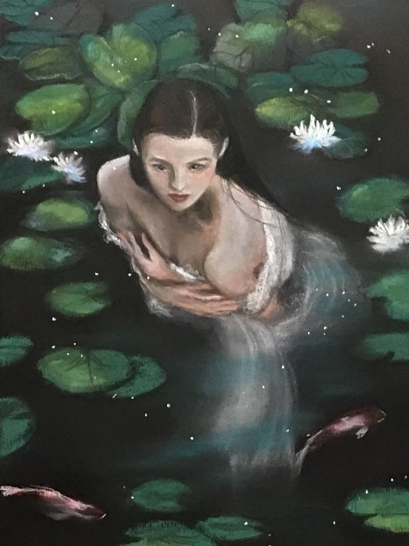 blue world ハンドメイドパステル画 絵画アート原画