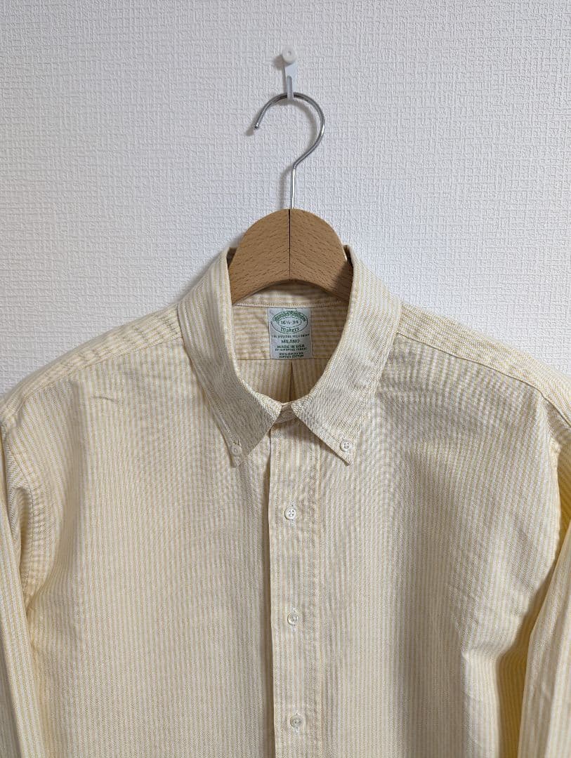 USA製　ブルックスブラザーズ　シャツ　MILANO　イエロー　ストライプ　BD