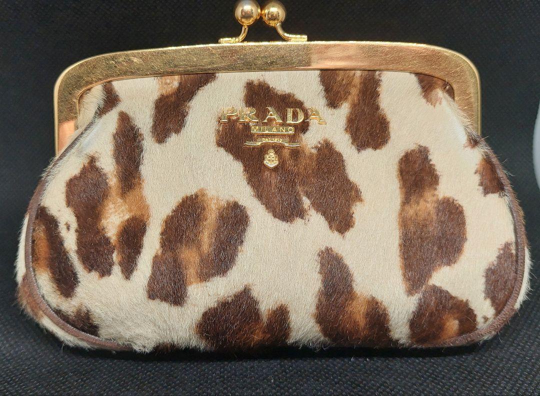 PRADA ヒョウ柄 がま口アクセサリーポーチ