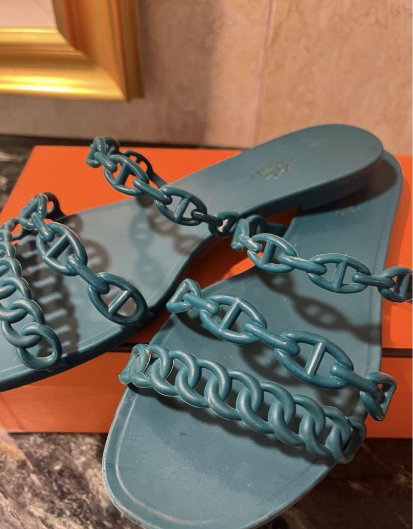 エルメスHERMES サンダルグリーンエルメス シェーヌダンクル お