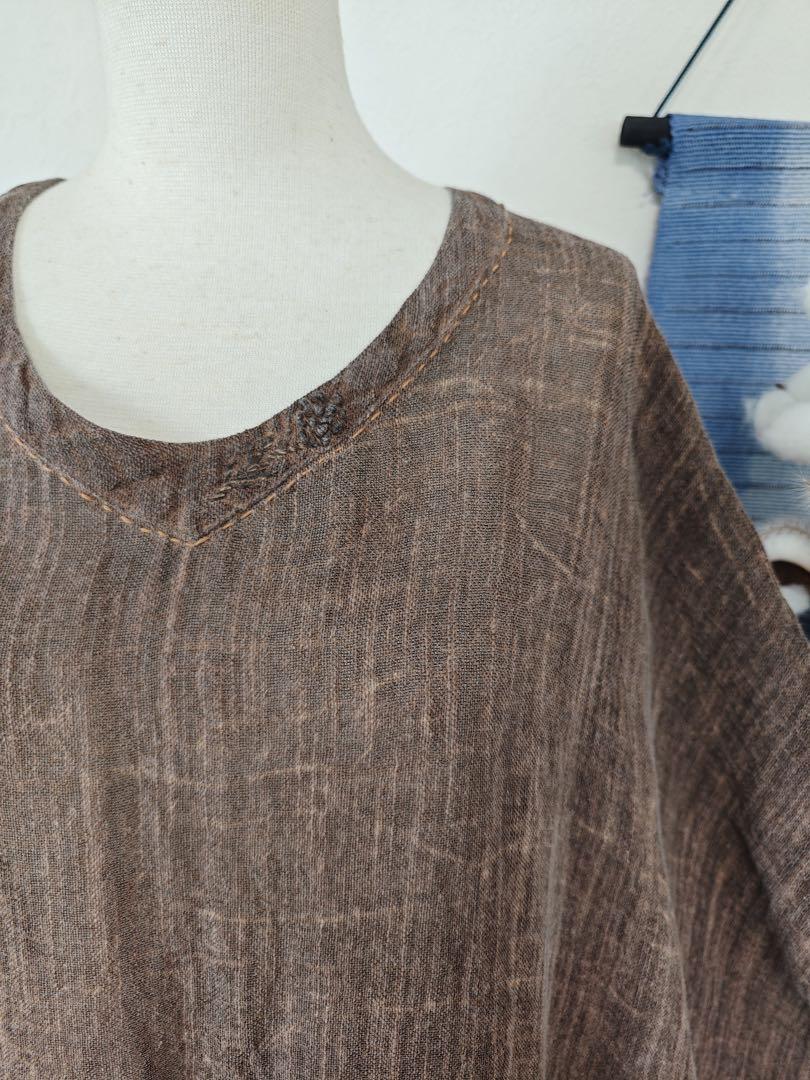 アンティーク調 手刺繍 ロングワンピース リネン 半袖 オーバーサイズ 画像5