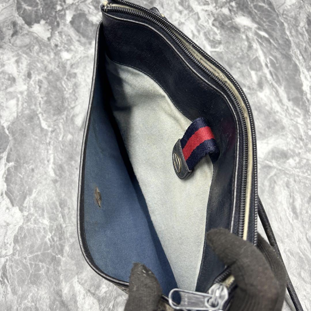 ✨美品✨GUCCI シェリーライン GG ショルダーバッグ レザー ネイビー ✨美品✨GUCCI シェリーライン GG ネイビー レザー ショルダー