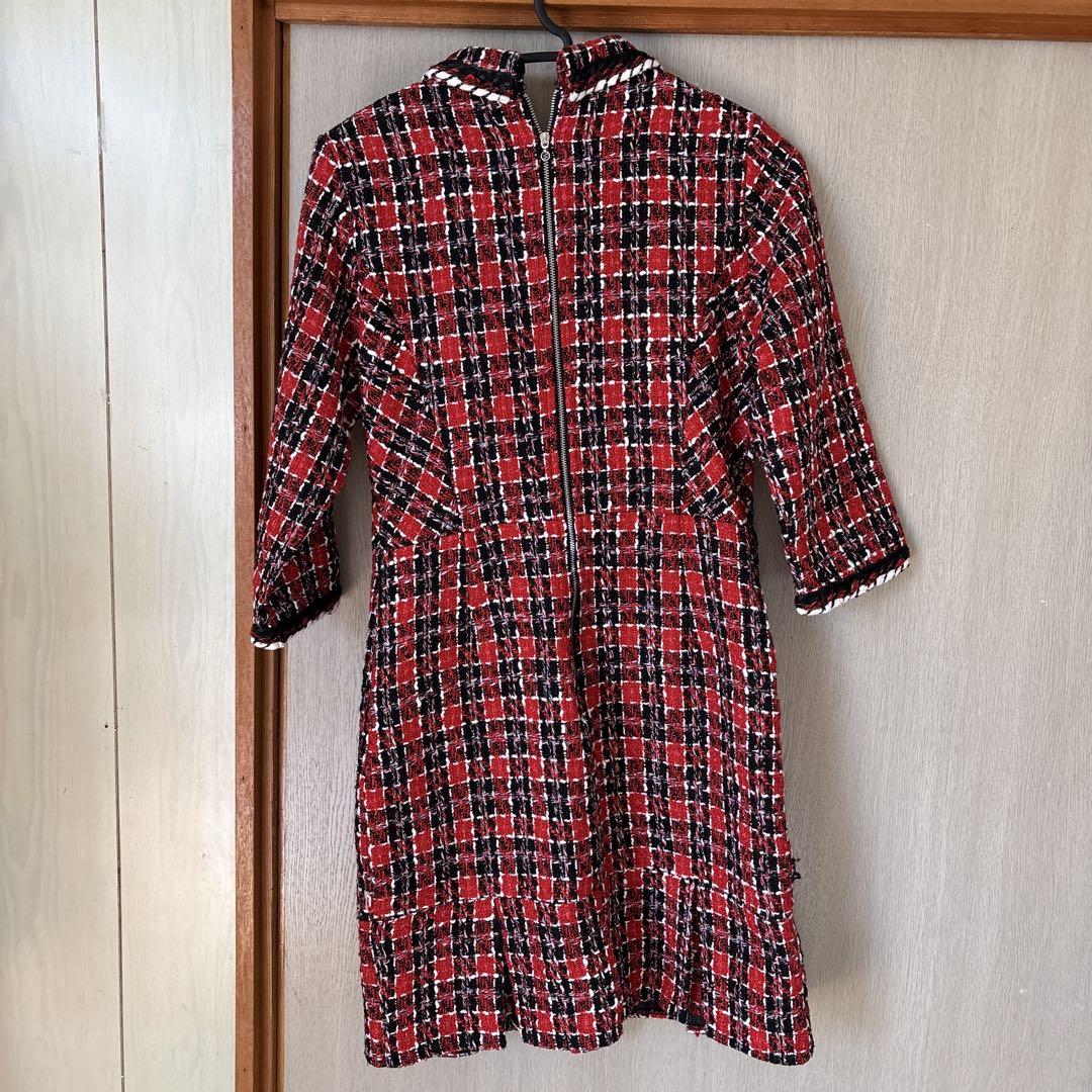 XL ツイードチェック柄ドレス