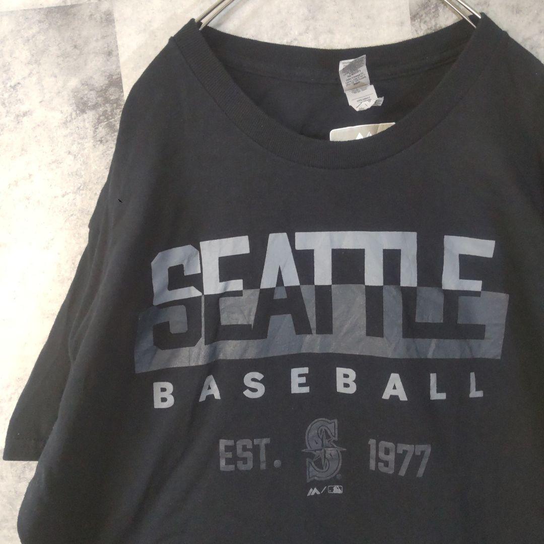 マジェスティックシアトル・マリナーズ半袖TシャツUSA古着ブラックL　A6,11