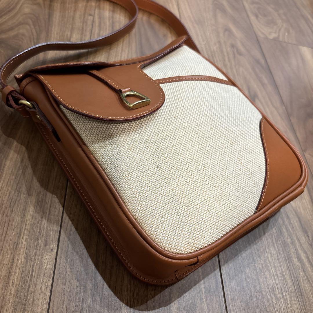 【未使用品☆】いたがき 鞄 レザー 本革製 麻 ショルダーバッグ 縦型 鞍 A5