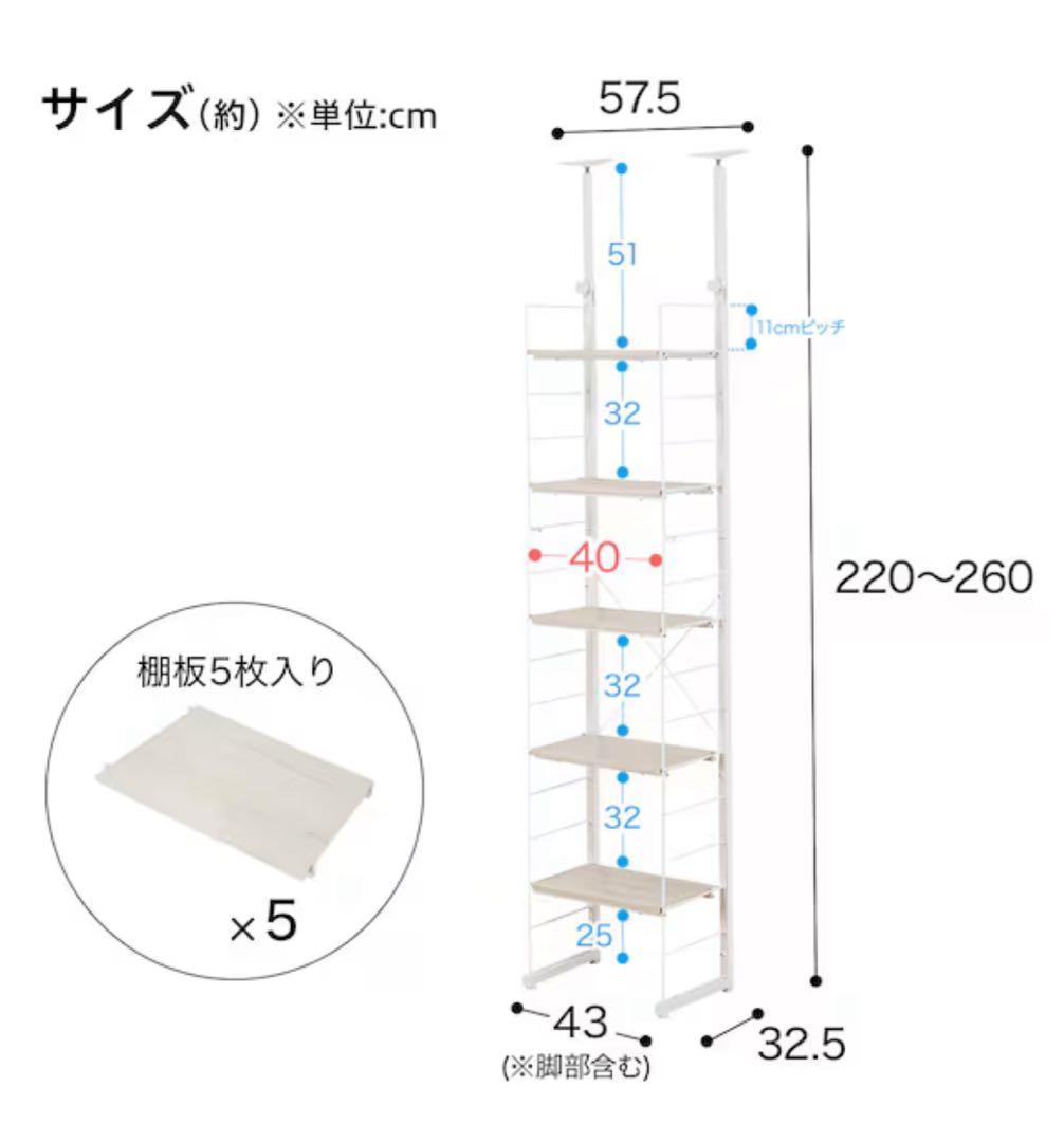 ワイヤーシェルフ N POLDER 5枚棚付き